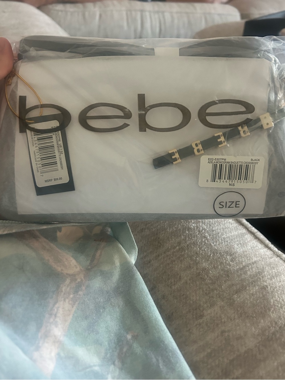 bebe Gray Logo Pattern Crossbody with Gold Hardware - Picture 4 of 5